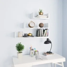 Wall shelves 3 pcs glossy white plywood by vidaXL, Shelves and shelves - Ref: Foro24-800204, Price: 21,15 €, Discount: %