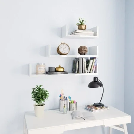 Wall shelves 3 pcs glossy white plywood by vidaXL, Shelves and shelves - Ref: Foro24-800204, Price: 20,27 €, Discount: %