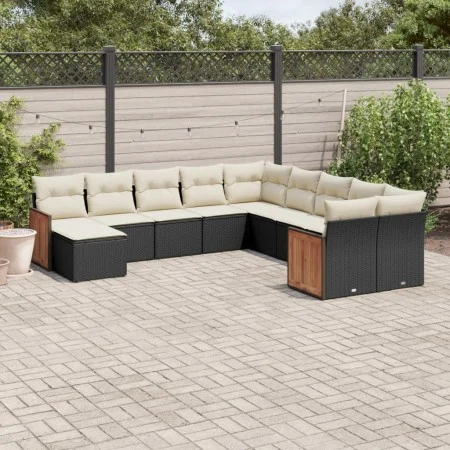 Garden sofa set 11 pieces and black synthetic rattan cushions by , Garden sets - Ref: Foro24-3260649, Price: 641,64 €, Discou...
