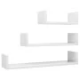 Estantes de pared 3 pzas madera contrachapada blanco brillante de vidaXL, Estantes y estanterías - Ref: Foro24-800204, Precio...