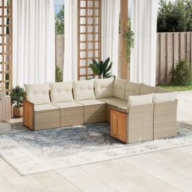 Garden sofa set with beige cushions, 8 pieces, PE rattan. by , Garden sets - Ref: Foro24-3260637, Price: 587,14 €, Discount: %