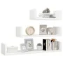 Estantes de pared 3 pzas madera contrachapada blanco brillante de vidaXL, Estantes y estanterías - Ref: Foro24-800204, Precio...