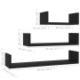 Estantes de pared 3 piezas madera contrachapada negro de vidaXL, Estantes y estanterías - Ref: Foro24-800199, Precio: 18,91 €...