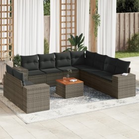 Garden sofa set 10 pieces with gray synthetic rattan cushions by , Garden sets - Ref: Foro24-3257845, Price: 678,21 €, Discou...