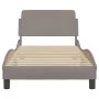 Bed frame with headboard in taupe gray fabric 90x200 cm by , Beds and slatted bases - Ref: Foro24-373109, Price: 141,74 €, Di...