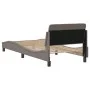 Bed frame with headboard in taupe gray fabric 90x200 cm by , Beds and slatted bases - Ref: Foro24-373109, Price: 141,74 €, Di...