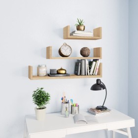 Wall shelves 3 pieces oak-colored plywood by vidaXL, Shelves and shelves - Ref: Foro24-800201, Price: 22,53 €, Discount: %