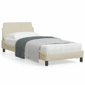 Bed frame with cream fabric headboard 80x200 cm by , Beds and slatted bases - Ref: Foro24-373070, Price: 132,86 €, Discount: %