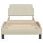Bed frame with cream fabric headboard 80x200 cm by , Beds and slatted bases - Ref: Foro24-373070, Price: 101,56 €, Discount: %