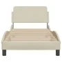 Bed frame with cream fabric headboard 80x200 cm by , Beds and slatted bases - Ref: Foro24-373070, Price: 132,86 €, Discount: %