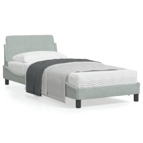 Light gray velvet bed frame with headboard 80x200 cm by , Beds and slatted bases - Ref: Foro24-373072, Price: 109,14 €, Disco...