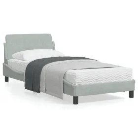 Light gray velvet bed frame with headboard 80x200 cm by , Beds and slatted bases - Ref: Foro24-373072, Price: 107,93 €, Disco...