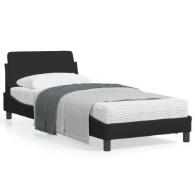 Bettrahmen mit schwarzem Stoffkopfteil 90x190 cm von , Betten und Lattenroste - Ref: Foro24-373087, Preis: 125,39 €, Rabatt: %
