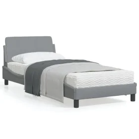 Light gray fabric bed frame with headboard 90x190 cm by , Beds and slatted bases - Ref: Foro24-373085, Price: 125,46 €, Disco...