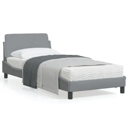 Estructura de cama con cabecero de tela gris claro 90x190 cm de , Camas y somieres - Ref: Foro24-373085, Precio: 124,82 €, De...