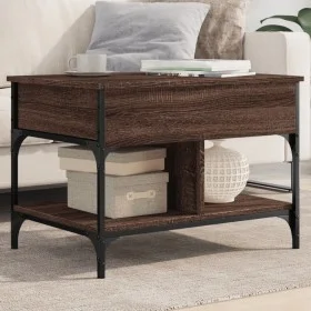 Engineered wood and metal brown oak coffee table 70x50x50 cm by , Coffee table - Ref: Foro24-845365, Price: 69,18 €, Discount: %