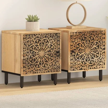 Mesitas de noche 2 uds madera maciza de mango 40x33x46 cm de , Mesitas de noche - Ref: Foro24-358209, Precio: 152,12 €, Descu...