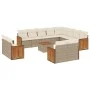 Set sofás de jardín con cojines 13 pzas ratán sintético beige by , Garden sets - Ref: Foro24-3260602, Price: 1,00 €, Discount: %