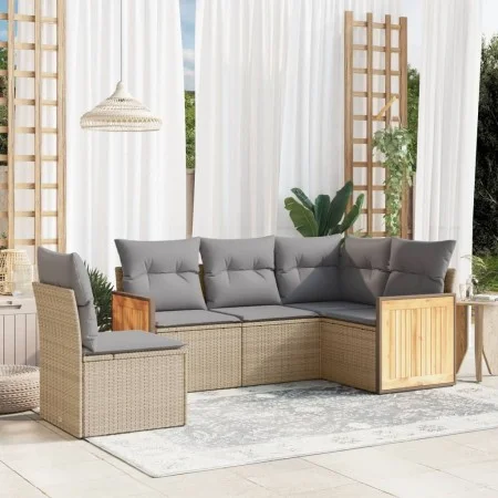 Garden sofa set with 5-piece synthetic rattan beige cushions by , Garden sets - Ref: Foro24-3260057, Price: 362,84 €, Discoun...