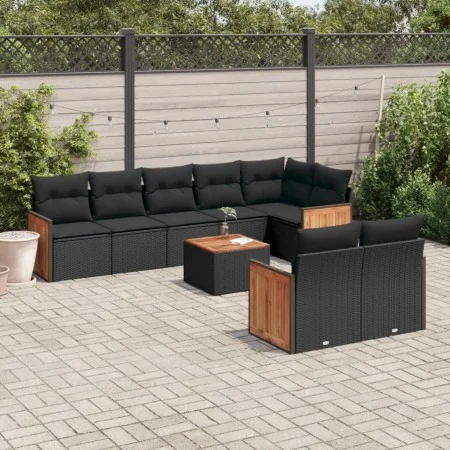 Set aus 8-teiligen Gartensofas und Kissen Kunstrattan schwarz von , Gartensets - Ref: Foro24-3260235, Preis: 593,35 €, Rabatt: %
