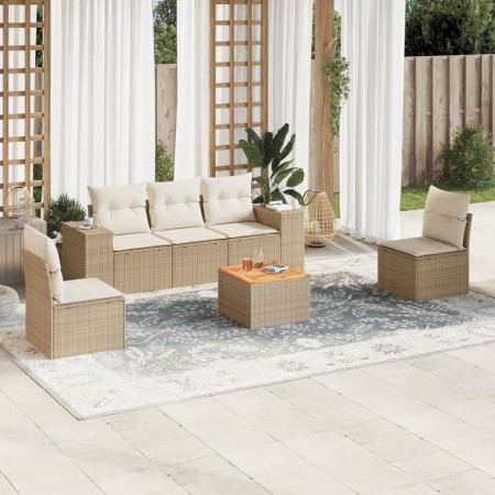 Set Gartensofas mit Kissen 6 Stück synthetisches Rattan beige von , Gartensets - Ref: Foro24-3225386, Preis: 379,12 €, Rabatt: %