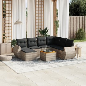 Garden sofa set 8 pieces and gray synthetic rattan cushions by , Garden sets - Ref: Foro24-3257453, Price: 508,13 €, Discount: %