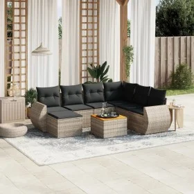 Garden sofa set 8 pieces and gray synthetic rattan cushions by , Garden sets - Ref: Foro24-3257453, Price: 489,55 €, Discount: %