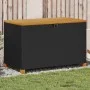 Black rattan acacia wood garden storage box 110x55x63cm by , Outdoor storage boxes - Ref: Foro24-366285, Price: 153,27 €, Dis...