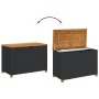 Black rattan acacia wood garden storage box 110x55x63cm by , Outdoor storage boxes - Ref: Foro24-366285, Price: 153,27 €, Dis...