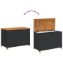 Caja de almacenaje jardín madera acacia ratán negro 110x55x63cm