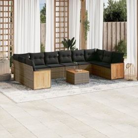 11-piece garden sofa set and gray synthetic rattan cushions by , Garden sets - Ref: Foro24-3260415, Price: 631,58 €, Discount: %