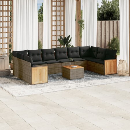 11-teiliges Gartensofa-Set und graue synthetische Rattankissen von , Gartensets - Ref: Foro24-3260415, Preis: 631,58 €, Rabat...