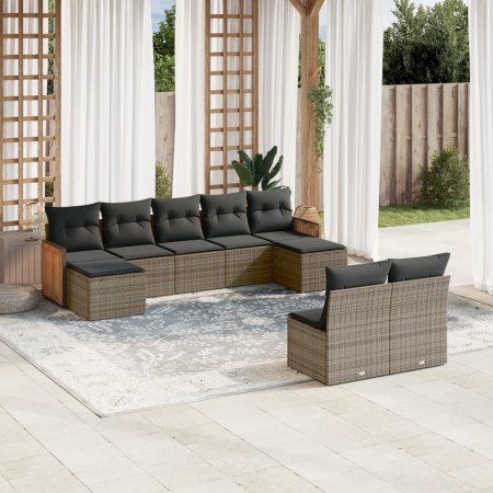 9-teiliges Gartenmöbel-Set und graue synthetische Rattankissen von , Gartensets - Ref: Foro24-3260457, Preis: 512,91 €, Rabat...