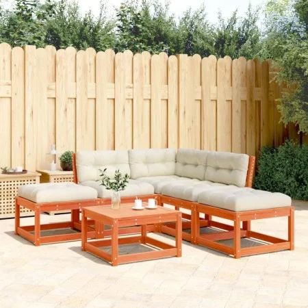 5-piece garden sofa set with wax-brown pine wood cushions by , Garden sets - Ref: Foro24-3216967, Price: 506,61 €, Discount: %