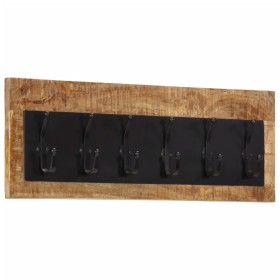 Perchero de pared con 6 ganchos madera maciza de mango