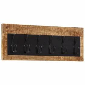 Wall coat rack with 6 hooks solid mango wood by , Hat and coat racks - Ref: Foro24-358952, Price: 50,93 €, Discount: %