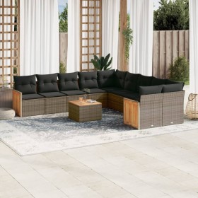 11-piece garden sofa set and gray synthetic rattan cushions by , Garden sets - Ref: Foro24-3260443, Price: 631,58 €, Discount: %
