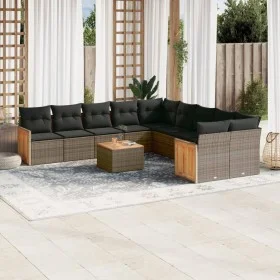 11-piece garden sofa set and gray synthetic rattan cushions by , Garden sets - Ref: Foro24-3260443, Price: 664,07 €, Discount: %
