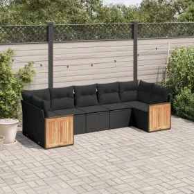 7-piece garden dining set and black synthetic rattan cushions by , Garden sets - Ref: Foro24-3260347, Price: 458,89 €, Discou...