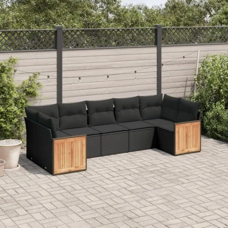7-piece garden dining set and black synthetic rattan cushions by , Garden sets - Ref: Foro24-3260347, Price: 458,89 €, Discou...