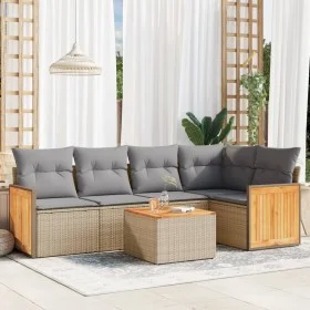 Garden sofa set with cushions 6 pieces beige synthetic rattan by , Garden sets - Ref: Foro24-3260036, Price: 405,66 €, Discou...