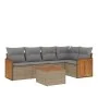 Garden sofa set with cushions 6 pieces beige synthetic rattan by , Garden sets - Ref: Foro24-3260036, Price: 405,66 €, Discou...