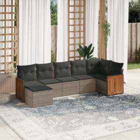 7-teiliges Gartensofa-Set mit grauen PE-Rattan-Kissen von , Gartensets - Ref: Foro24-3260275, Preis: 449,32 €, Rabatt: %