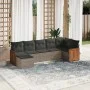 7-piece garden sofa set with gray PE rattan cushions by , Garden sets - Ref: Foro24-3260275, Price: 450,62 €, Discount: %