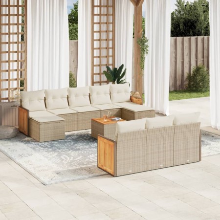 11-teiliges Gartensofa-Set mit beigen synthetischen Rattankissen von , Gartensets - Ref: Foro24-3260504, Preis: 746,10 €, Rab...