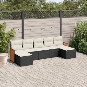 Set de comedor de jardín 7 pzas y cojines ratán sintético negro by , Garden sets - Ref: Foro24-3260313, Price: 393,21 €, Disc...
