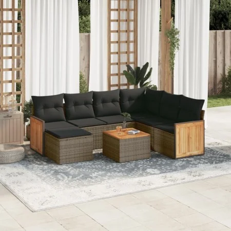 8-piece garden sofa set and gray synthetic rattan cushions by , Garden sets - Ref: Foro24-3260296, Price: 491,67 €, Discount: %