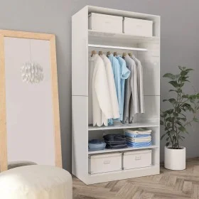 Schrank aus glänzend weißem Sperrholz, 100 x 50 x 200 cm von vidaXL, Kleiderschränke - Ref: Foro24-800231, Preis: 189,32 €, R...