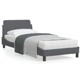 Dark gray velvet bed frame with headboard 90x190cm by , Beds and slatted bases - Ref: Foro24-373093, Price: 131,19 €, Discoun...