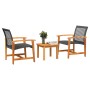 3-Piece Black PE Rattan and Acacia Wood Bistro Set by , Modular outdoor sofas - Ref: Foro24-367601, Price: 136,11 €, Discount: %